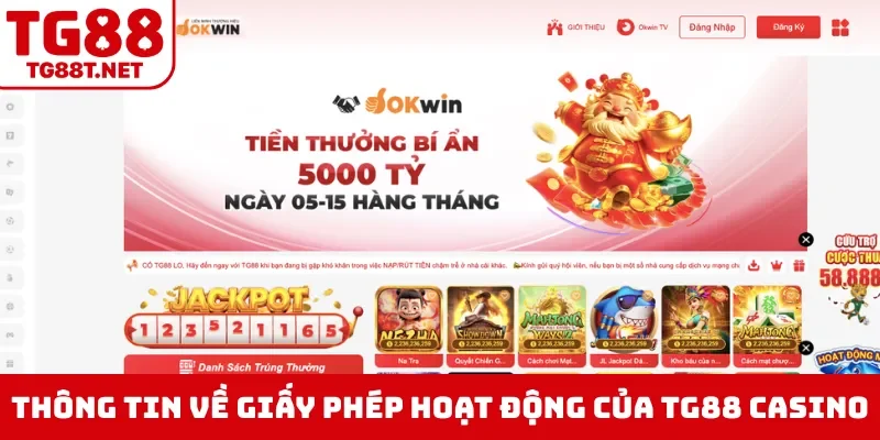 Thông tin về giấy phép hoạt động của TG88 casino